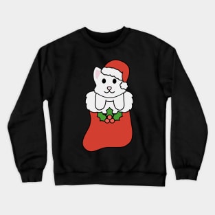 Christmas White Cat Stocking Crewneck Sweatshirt